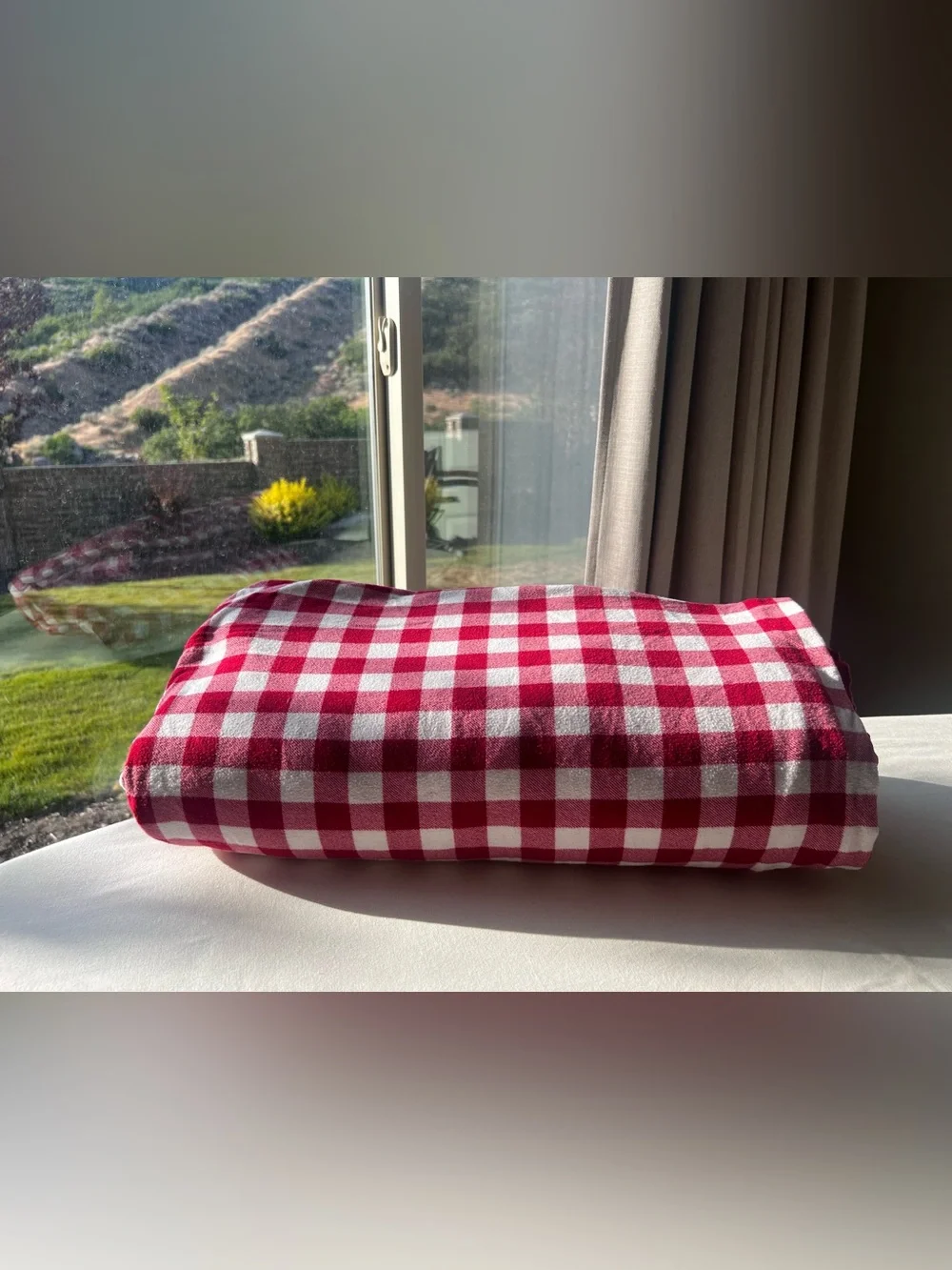 Martha Stewart Collection Full/Queen Red White Plaid Duvet Cover Reversible
